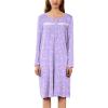 imageEkouaer Nightgowns for Women Long Sleeve Sleepshirt Button Nightshirt Floral Sleepwear Night Dress with Pockets SXXXLPurple White Floral