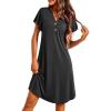 imageEkouaer Womens Nightgown Short Flare Sleeve Sleepshirt VNeck Sleepwear Soft Nightshirt Pajama Dress SXXLBlack
