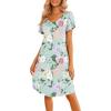 imageEkouaer Womens Nightgown Short Sleeves Sleepwear V Neck Nightgowns for Women Petal Sleeves Houses Dress Sleepshirt SXXLGreen Flower