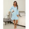 imageEkouaer Nightgowns for Women Long Sleeve Nightshirt Button Down Sleepshirt V Neck NightdressLight Blue