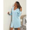 imageEkouaer Nightgowns for Women Long Sleeve Nightshirt Button Down Sleepshirt V Neck NightdressLight Blue