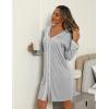 imageEkouaer Nightgowns for Women Long Sleeve Nightshirt Button Down Sleepshirt V Neck NightdressLight Grey