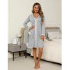 imageEkouaer Nightgowns for Women Long Sleeve Nightshirt Button Down Sleepshirt V Neck NightdressLight Grey