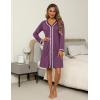 imageEkouaer Nightgowns for Women Long Sleeve Nightshirt Button Down Sleepshirt V Neck NightdressPurple