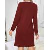 imageEkouaer Nightgowns for Women Long Sleeve Nightshirt Button Down Sleepshirt V Neck NightdressWine Red