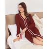 imageEkouaer Nightgowns for Women Long Sleeve Nightshirt Button Down Sleepshirt V Neck NightdressWine Red