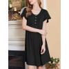 imageEkouaer Nightgowns for Women Short Sleeve House Dress with Pockets Floral Print Mumu DressBlack