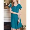 imageEkouaer Nightgowns for Women Short Sleeve House Dress with Pockets Floral Print Mumu DressBlue Green