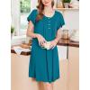 imageEkouaer Nightgowns for Women Short Sleeve House Dress with Pockets Floral Print Mumu DressBlue Green