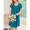 imageEkouaer Nightgowns for Women Short Sleeve House Dress with Pockets Floral Print Mumu DressBlue Green