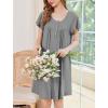 imageEkouaer Nightgowns for Women Short Sleeve House Dress with Pockets Floral Print Mumu DressDark Grey