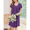 imageEkouaer Nightgowns for Women Short Sleeve House Dress with Pockets Floral Print Mumu DressDeep Purple