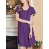 imageEkouaer Nightgowns for Women Short Sleeve House Dress with Pockets Floral Print Mumu DressDeep Purple