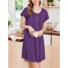 imageEkouaer Nightgowns for Women Short Sleeve House Dress with Pockets Floral Print Mumu DressDeep Purple