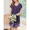 imageEkouaer Nightgowns for Women Short Sleeve House Dress with Pockets Floral Print Mumu DressFloral Purple