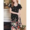 imageEkouaer Nightgowns for Women Short Sleeve House Dress with Pockets Floral Print Mumu DressFlower Black