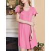 imageEkouaer Nightgowns for Women Short Sleeve House Dress with Pockets Floral Print Mumu DressHot Pink