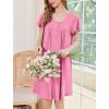 imageEkouaer Nightgowns for Women Short Sleeve House Dress with Pockets Floral Print Mumu DressHot Pink