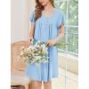 imageEkouaer Nightgowns for Women Short Sleeve House Dress with Pockets Floral Print Mumu DressLignt Blue