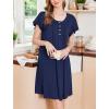 imageEkouaer Nightgowns for Women Short Sleeve House Dress with Pockets Floral Print Mumu DressNavy Blue
