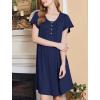 imageEkouaer Nightgowns for Women Short Sleeve House Dress with Pockets Floral Print Mumu DressNavy Blue