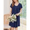 imageEkouaer Nightgowns for Women Short Sleeve House Dress with Pockets Floral Print Mumu DressNavy Blue