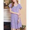 imageEkouaer Nightgowns for Women Short Sleeve House Dress with Pockets Floral Print Mumu DressSmall Florals Purple