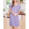 imageEkouaer Nightgowns for Women Short Sleeve House Dress with Pockets Floral Print Mumu DressSmall Florals Purple