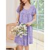 imageEkouaer Nightgowns for Women Short Sleeve House Dress with Pockets Floral Print Mumu DressSmall Florals Purple