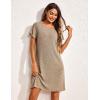 imageEkouaer Womens Nightgown Short Sleeve Sleepshirt Rib Knit Soft Sleepwear Pajama DressKhaki