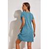 imageEkouaer Womens Nightgown Short Sleeve Sleepshirt Rib Knit Soft Sleepwear Pajama DressLake Blue