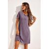 imageEkouaer Womens Nightgown Short Sleeve Sleepshirt Rib Knit Soft Sleepwear Pajama DressPruple