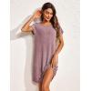 imageEkouaer Womens Nightgown Short Sleeve Sleepshirt Rib Knit Soft Sleepwear Pajama DressWine Red