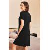 imageEkouaer Womens ONeck Nightgown Short Sleeve Button Down Soft Sleepwear Loose Fit Nightshirt SXXL0black