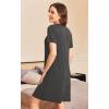 imageEkouaer Womens ONeck Nightgown Short Sleeve Button Down Soft Sleepwear Loose Fit Nightshirt SXXL0dark Grey