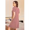 imageEkouaer Womens ONeck Nightgown Short Sleeve Button Down Soft Sleepwear Loose Fit Nightshirt SXXL1wine Reds
