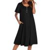 imageEkouaer Nightgowns for Women Short Sleeve House Dress with Pockets Floral Print Mumu DressBlack