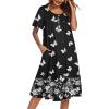 imageEkouaer Nightgowns for Women Short Sleeve House Dress with Pockets Floral Print Mumu DressButterfly Black