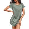 imageEkouaer Womens Nightgown Short Sleeve Sleepshirt Rib Knit Soft Sleepwear Pajama DressIce Green