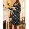 imageEkouaer Flannel Nightgowns for Women Long Sleeve Sleepwear Pajama Dress Button Sleepshirts with PocketsBlack Daisy Flower