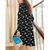 imageEkouaer Flannel Nightgowns for Women Long Sleeve Sleepwear Pajama Dress Button Sleepshirts with PocketsBlack Daisy Flower
