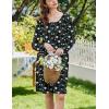 imageEkouaer Flannel Nightgowns for Women Long Sleeve Sleepwear Pajama Dress Button Sleepshirts with PocketsBlack Daisy Flower