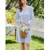 imageEkouaer Flannel Nightgowns for Women Long Sleeve Sleepwear Pajama Dress Button Sleepshirts with PocketsBlue Floral