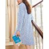 imageEkouaer Flannel Nightgowns for Women Long Sleeve Sleepwear Pajama Dress Button Sleepshirts with PocketsBlue Floral
