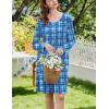 imageEkouaer Flannel Nightgowns for Women Long Sleeve Sleepwear Pajama Dress Button Sleepshirts with PocketsBlue Plaid