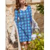 imageEkouaer Flannel Nightgowns for Women Long Sleeve Sleepwear Pajama Dress Button Sleepshirts with PocketsBlue Plaid