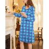imageEkouaer Flannel Nightgowns for Women Long Sleeve Sleepwear Pajama Dress Button Sleepshirts with PocketsBlue Plaid