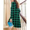 imageEkouaer Flannel Nightgowns for Women Long Sleeve Sleepwear Pajama Dress Button Sleepshirts with PocketsGreen Plaid
