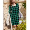 imageEkouaer Flannel Nightgowns for Women Long Sleeve Sleepwear Pajama Dress Button Sleepshirts with PocketsGreen Plaid