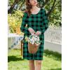 imageEkouaer Flannel Nightgowns for Women Long Sleeve Sleepwear Pajama Dress Button Sleepshirts with PocketsGreen Plaid